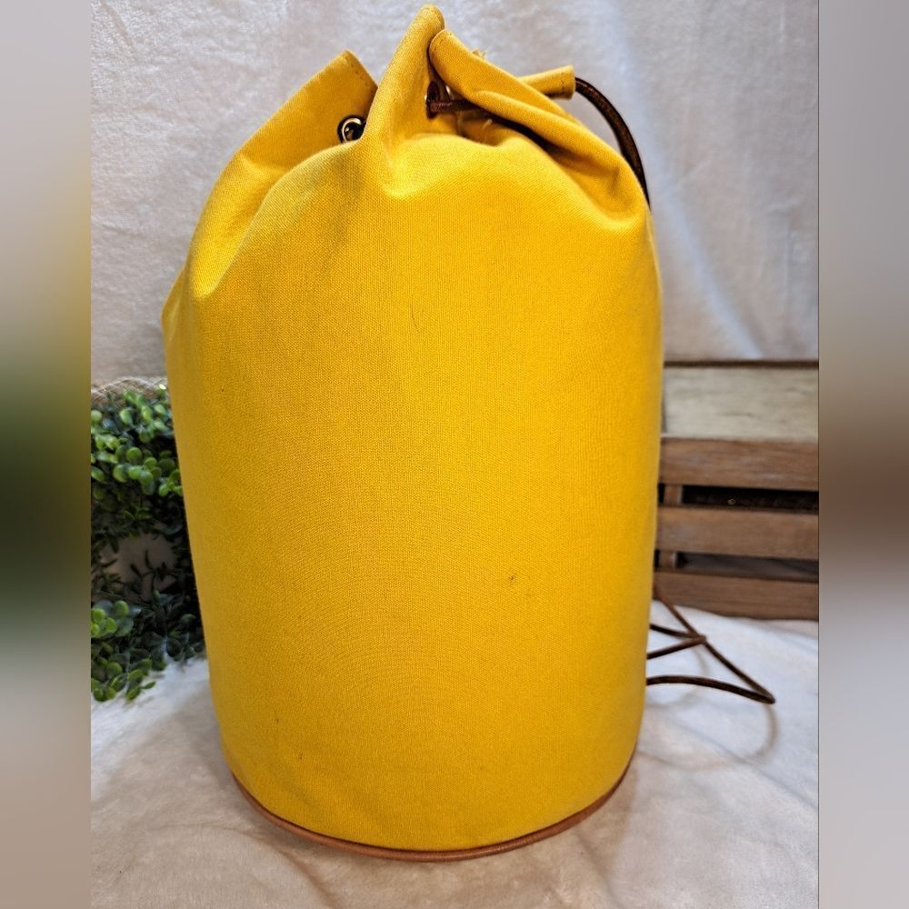 HERMÈS Polochon Yellow Canvas Backpack Bag LARGE PRISTINE CONDITION - Picture 4 of 17